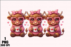 Valentine’s Day Highland Cow Coffee, an Illustration by Daily.Designs