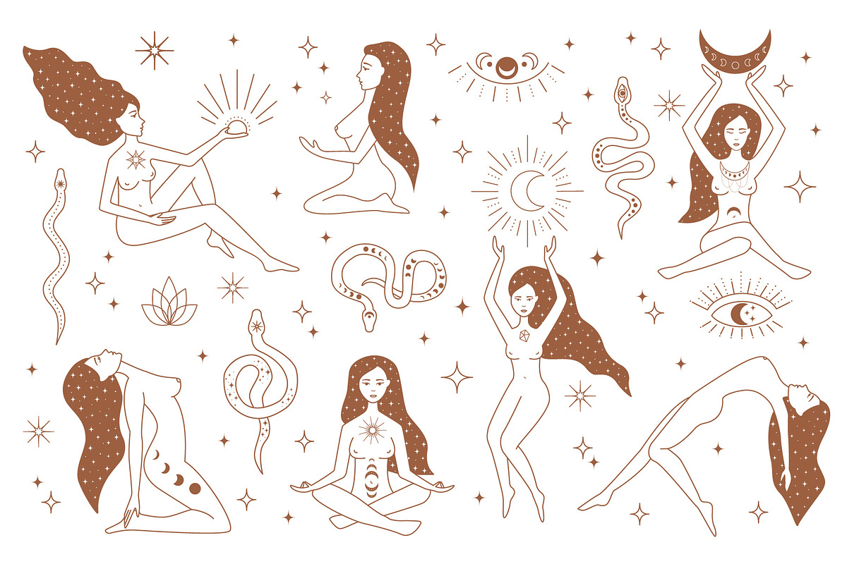 Magic Women & Celestial elements, a Decorative Illustration by roskque (Photo 4 of 9)