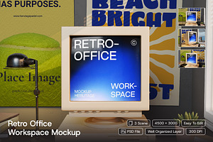 Retro Office Workspace Mockup, a Wearable Device Mockup by herutage