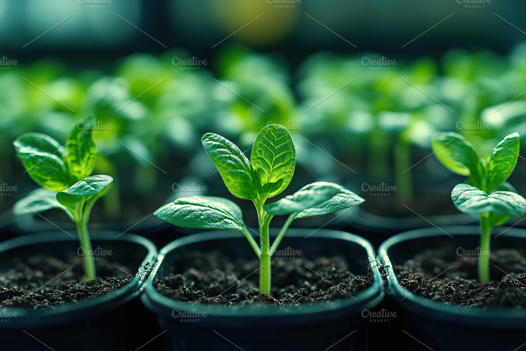 Green sprouts growing in soil, a Nature Photo by AlyaAnd