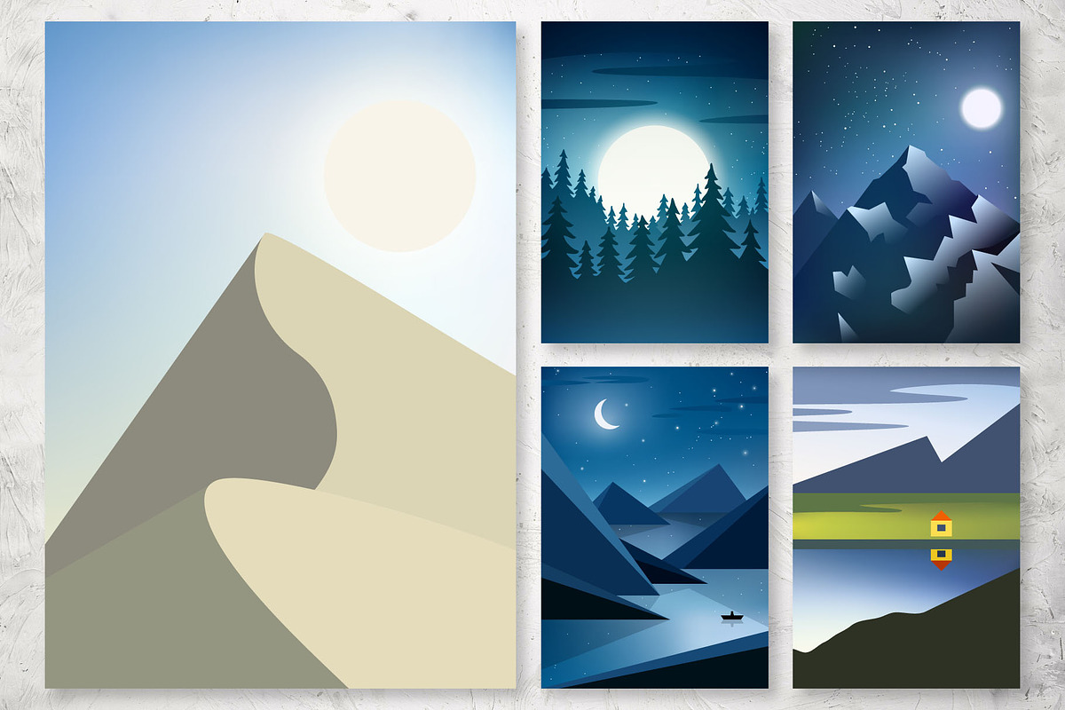 10 vector landscapes, a Decorative Illustration by pineart (Photo 3 of 3)