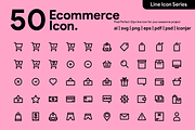 50 Ecommerce Line Icon, an Outline Icon by Kawalan Studio (Thumbnail 1 of 9)