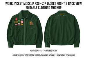 Work Jacket Mockup PSD Editable, a Hoody Mockup by std.badboy