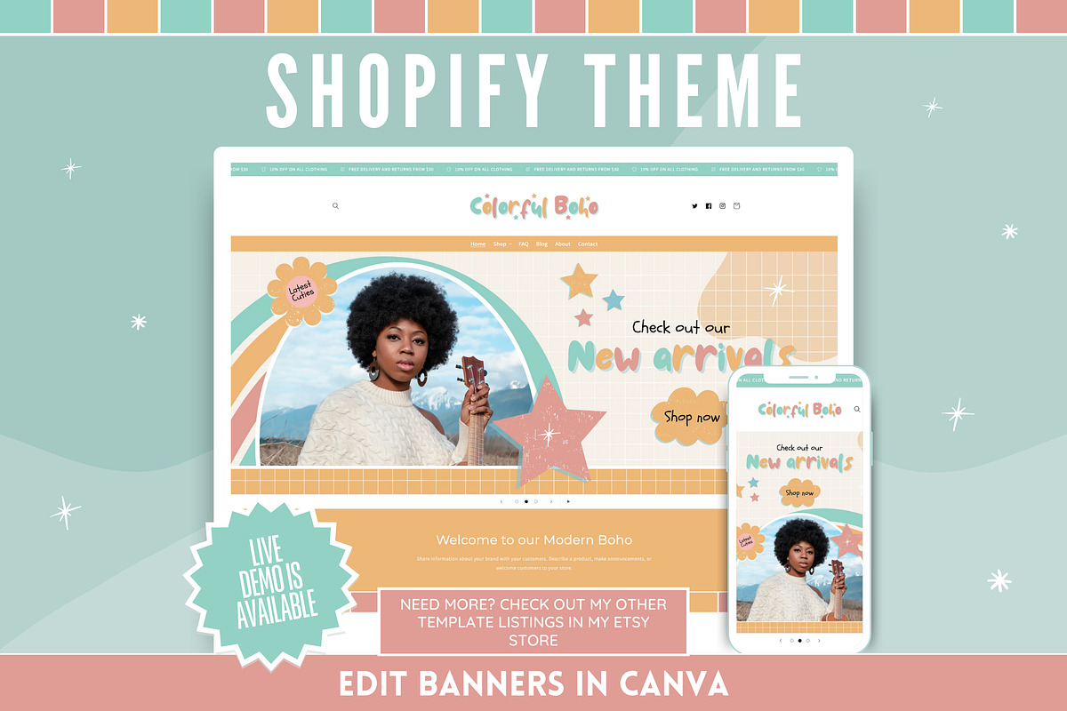 Shop Banner Templates - Boho Theme, a Shopify Template by SunshineStudioBoutique (Photo 9 of 9)
