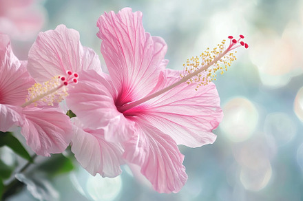 Closeup of pink hibiscus flowers sho, a Photo by Iftikhar Alam