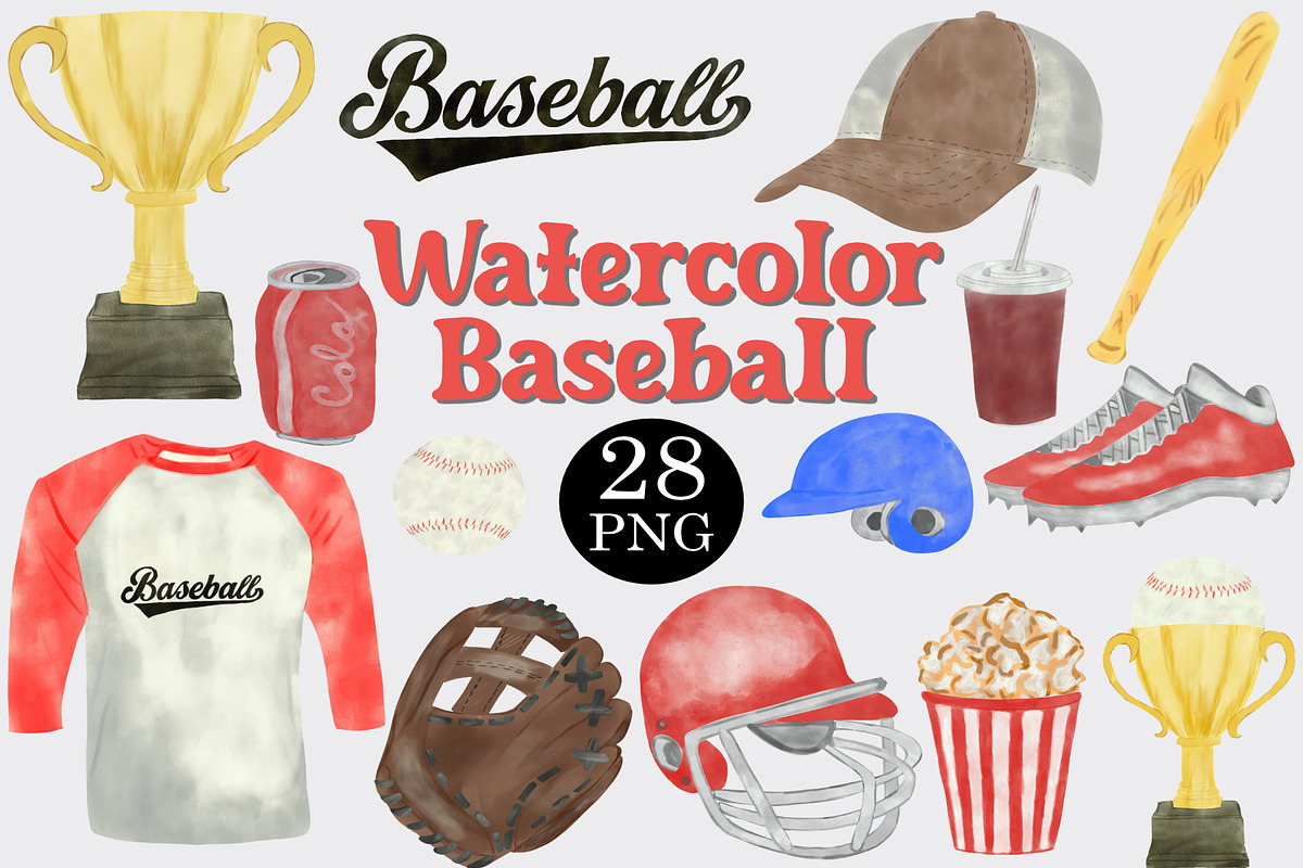 Watercolor Baseball Clipart Set, a Sport Illustration by CropUp Creative (Photo 1 of 4)