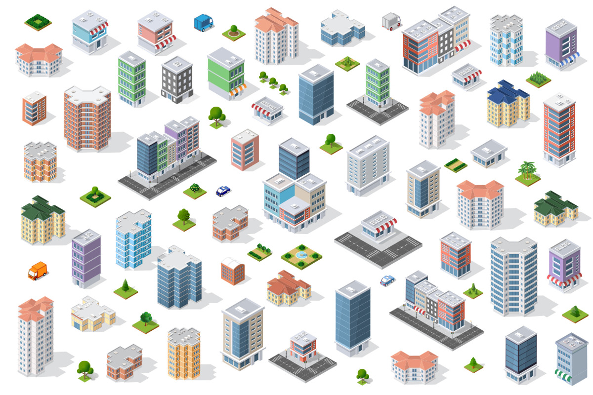 Set of isometric city houses, an Object Graphic by AlexZeL (Photo 1 of 5)