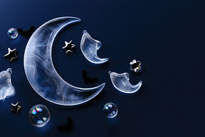 Elegant celestial Halloween background with crescent moon, an Abstract Photo by José Manuel Gelpi