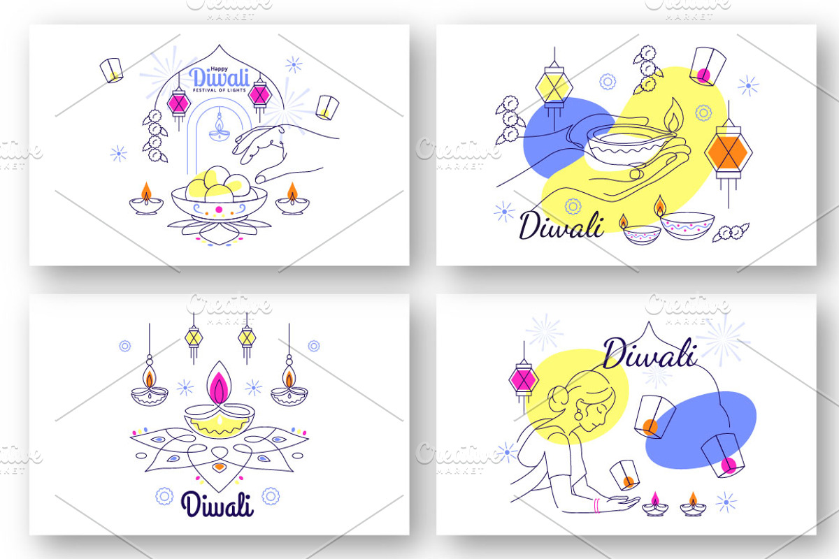 8 Diwali Vector Illustration, a Seasonal Illustration by denayunebgt (Photo 2 of 4)
