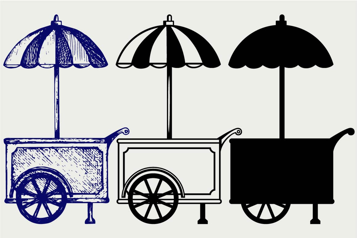 Ice cream cart SVG, an Outline Icon by LineworkStock