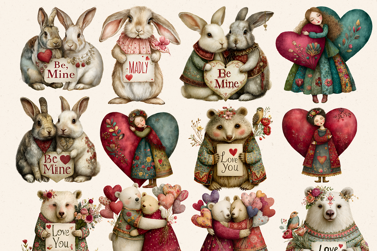 VALENTINE DREAM ANIMALS CLIPART PACK, an Animal Illustration by Daring Digies (Photo 5 of 8)