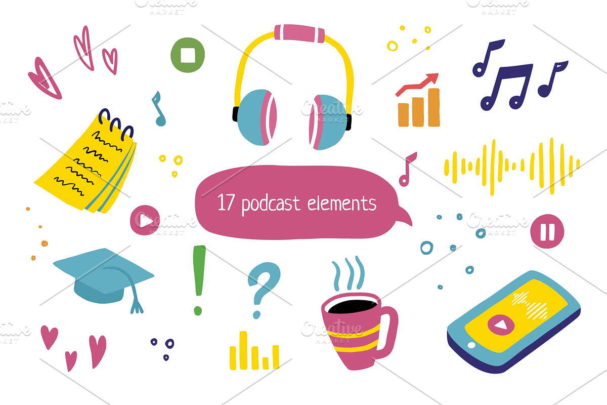 Podcast vector set, an Education Illustration by Kattarina Po (Photo 5 of 10)