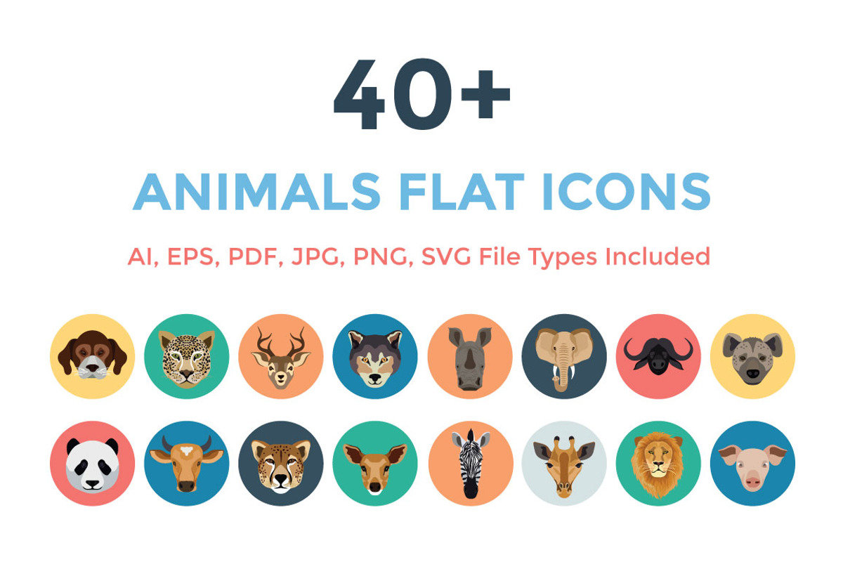 40+ Animals Flat Icons, an Emoji Icon by Creative Stall (Photo 1 of 2)