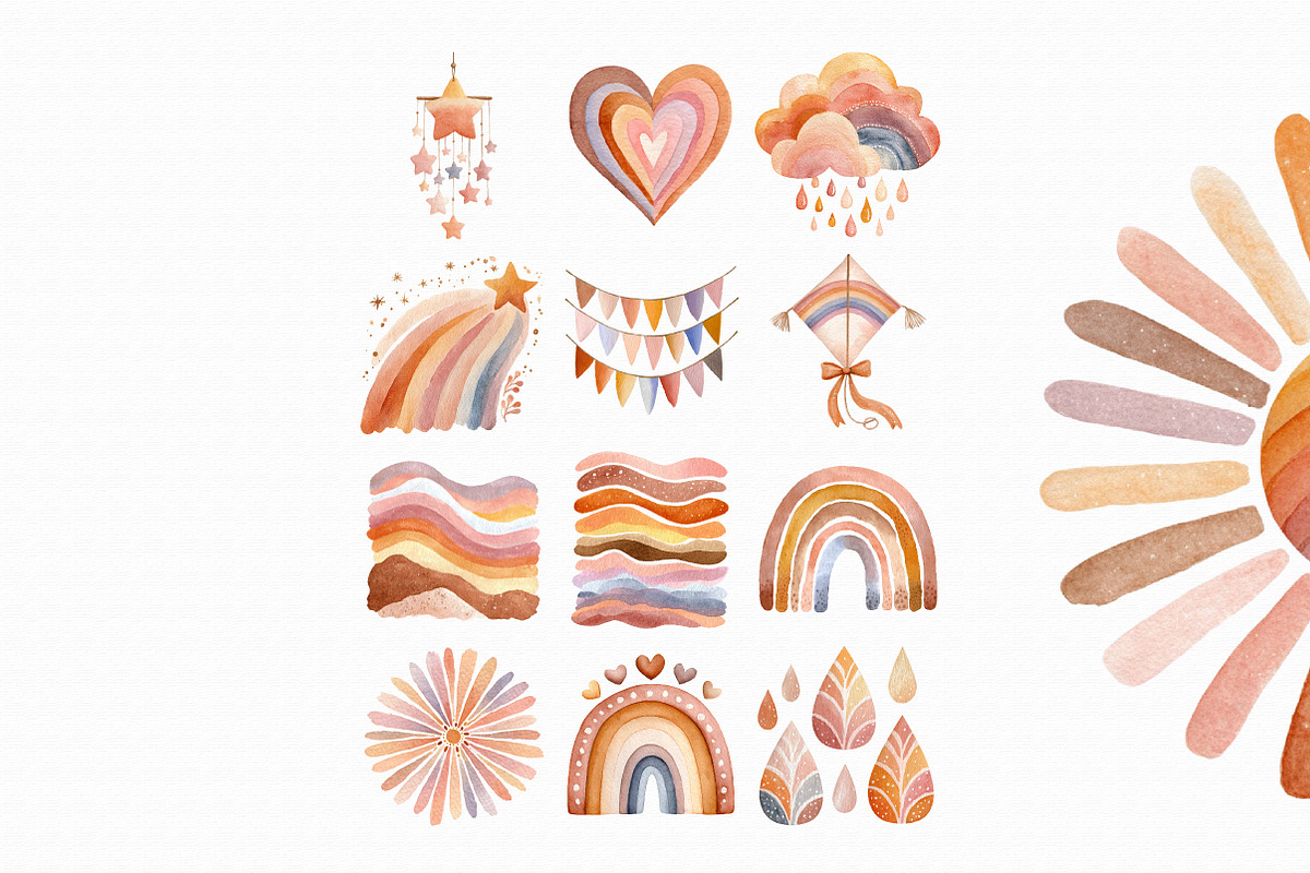 Watercolor Rainbow Clipart, an Illustration by Libby Wishes (Photo 3 of 4)