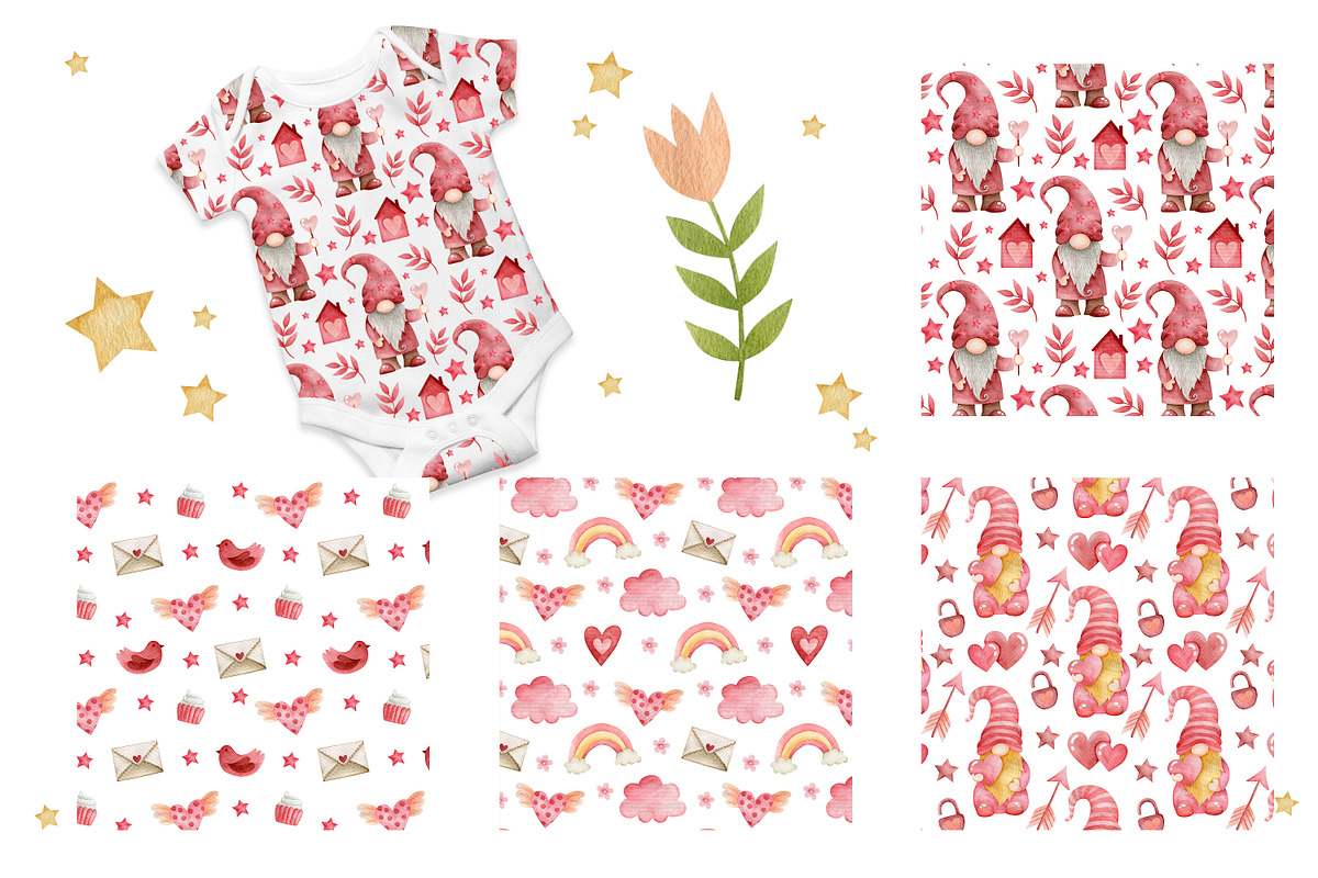 Watercolor Gnomes Valentine's day, a Decorative Illustration by Kira Konoshenko (Photo 6 of 11)