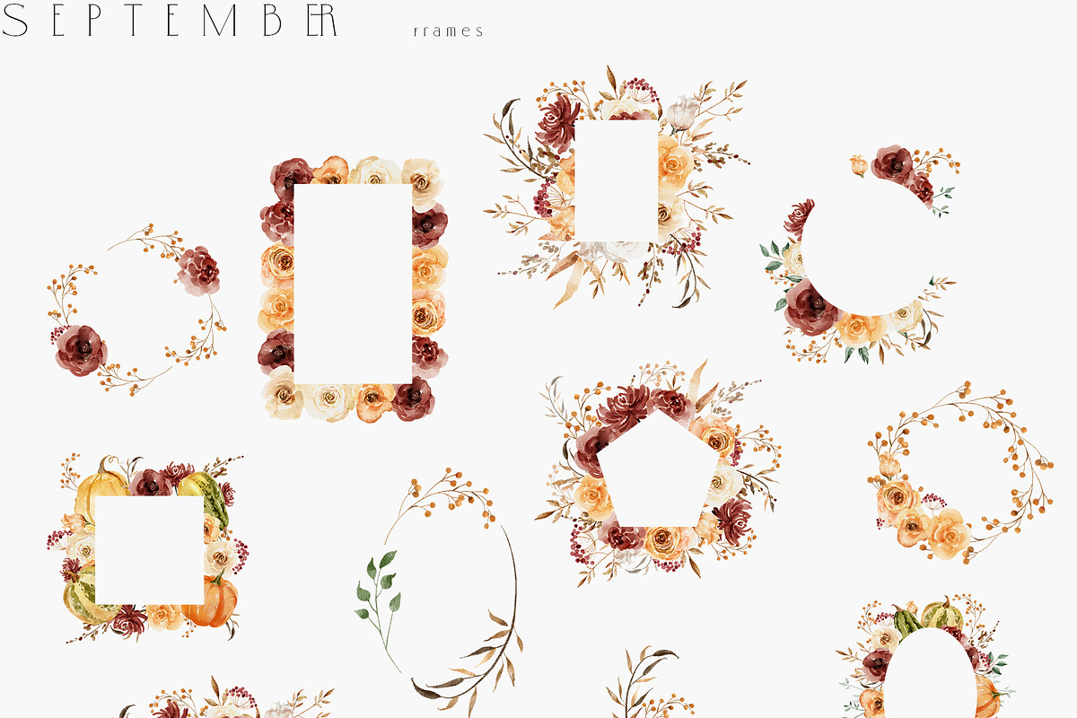 SEPTEMBER Watercolor Fall Set, an Object Graphic by Kaleriia (Photo 10 of 13)