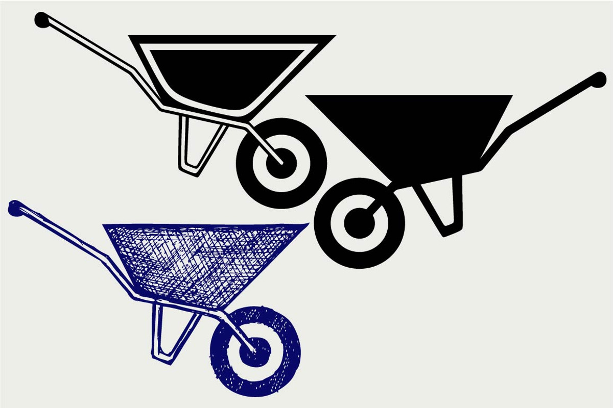 Garden wheelbarrow SVG, an Outline Icon by LineworkStock