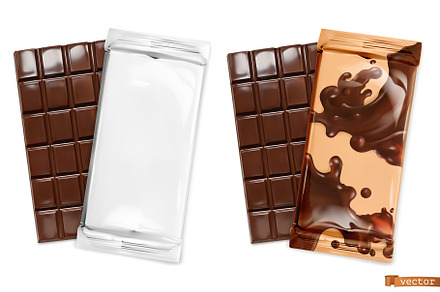 Chocolate bar, packaging, vector set