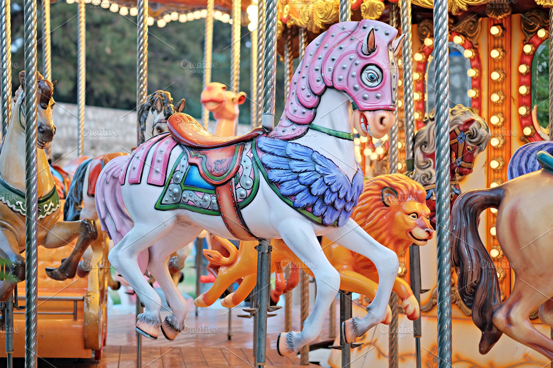 Vintage carousel horses stock photo containing carousel and horses, an Arts & Entertainment Photo by Kynamuia