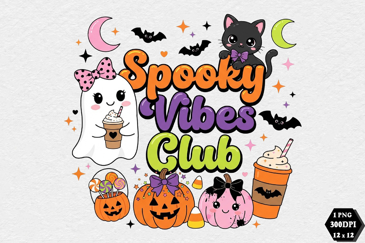 Spooky Vibes Club Halloween PNG, a Seasonal Illustration by DreamCafeArt (Photo 1 of 7)