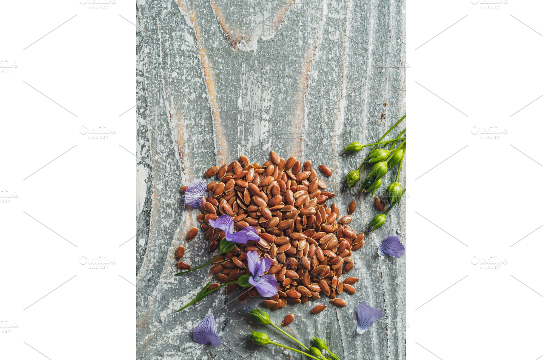 Flax seeds and flaxseed oil with, a Food & Drink Photo by Fascinadora