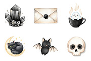 Beige & Black Halloween Clipart, an Illustration by Watercolor design (Thumbnail 3 of 4)
