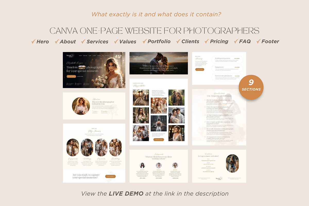 Photography Website Template Canva, a Landing Page Template by vectorocean (Photo 5 of 11)