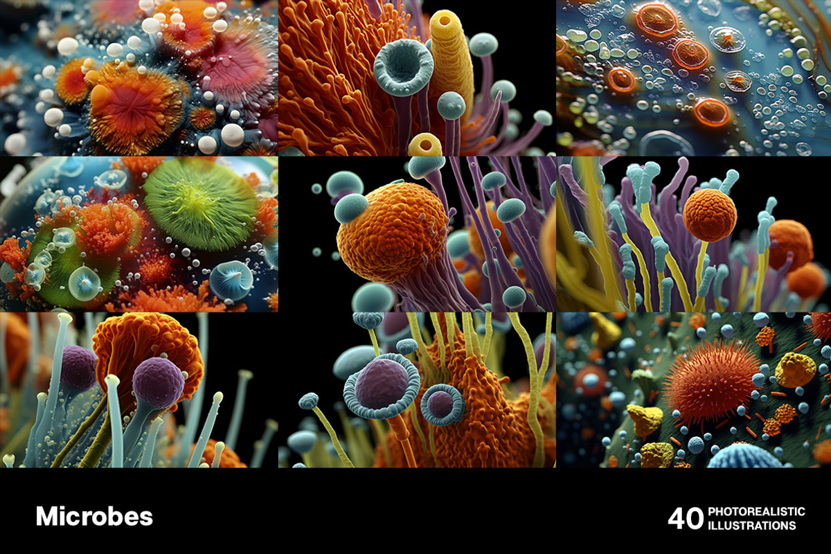 Microbes. 40 images, a Healthcare Illustration by Handmadefont (Photo 4 of 11)