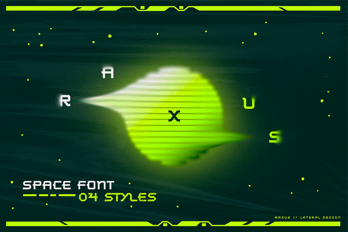 Raxus - Futuristic Font, a Sans Serif Font by Lateral Design (Photo 8 of 11)