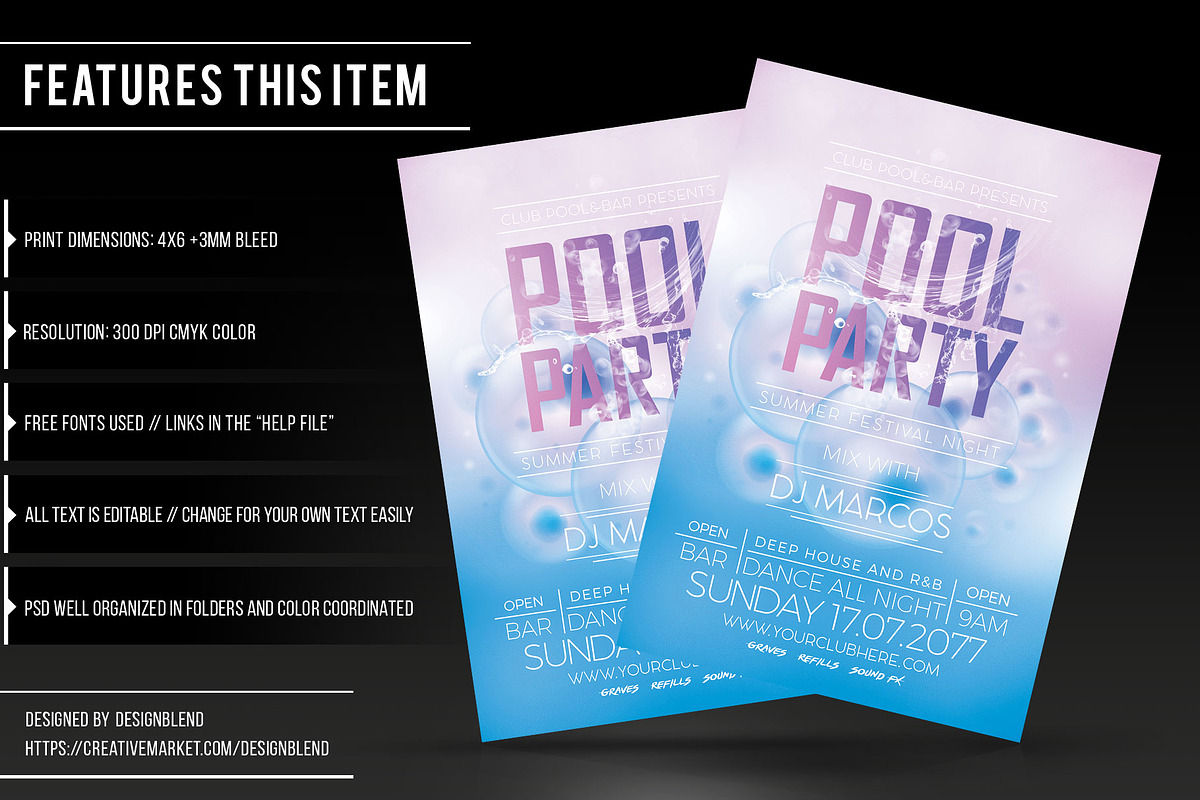 Pool Party Flyer Template, a Flyer Template by designblends@gmail.com (Photo 2 of 3)