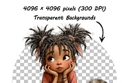 Whimsical Girl and Dog Love Clipart, an Illustration by one-touch (Thumbnail 6 of 18)