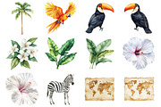 Watercolor Safari Friends Clipart, a Seasonal Illustration by CitraGraphics (Thumbnail 2 of 7)