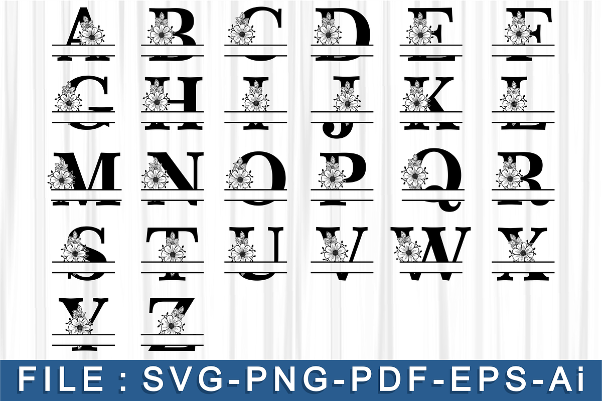 Floral Split Letters SVG, a Decorative Illustration by D2PUTRI (Photo 2 of 2)