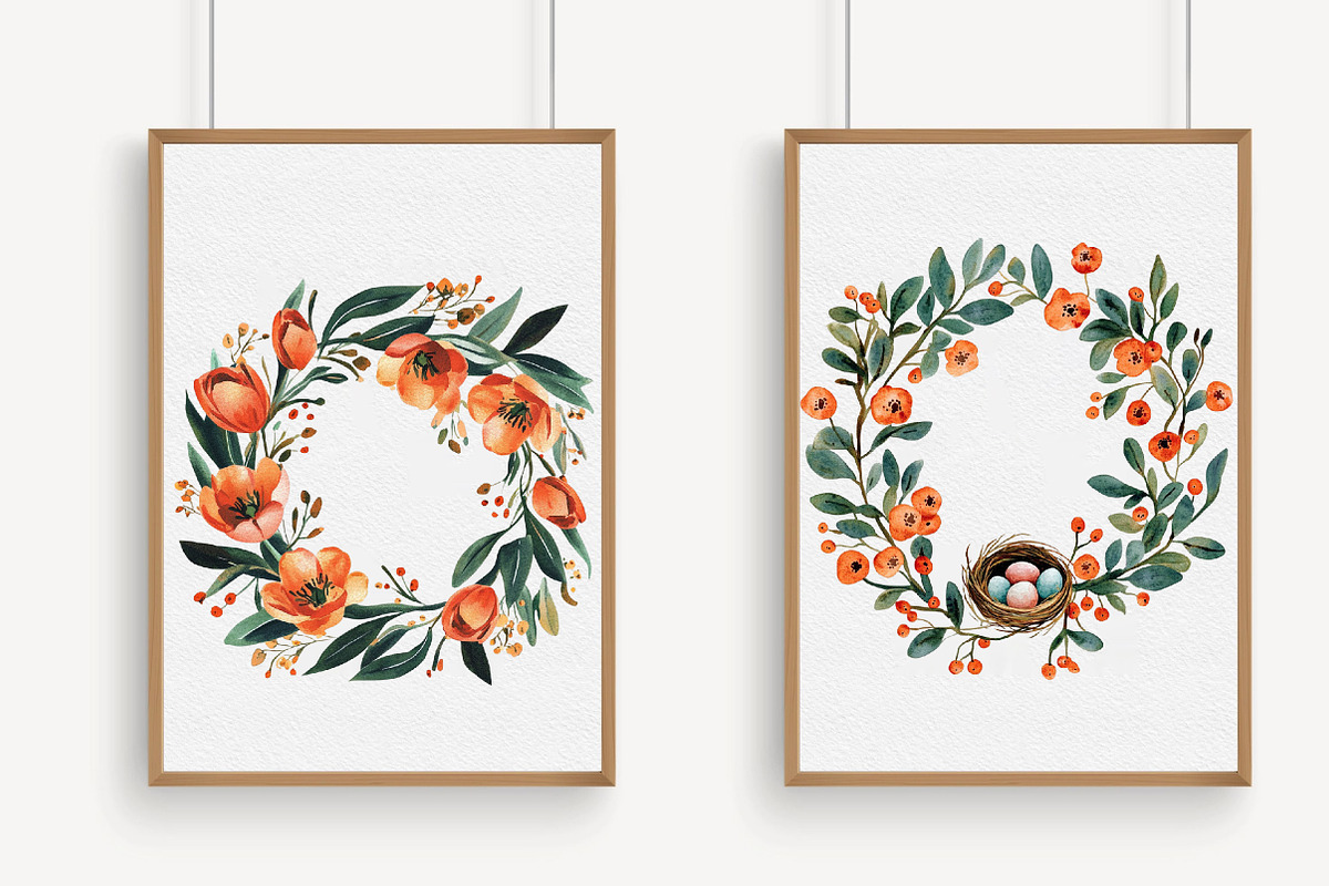 Watercolor Floral Frames Spring PNG, an Illustration by Libby Wishes (Photo 3 of 7)