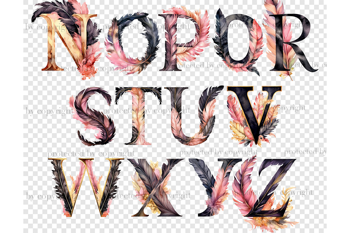 Black And Pink Alphabet Clipart, a Decorative Illustration by GlamArtZhanna (Photo 5 of 5)