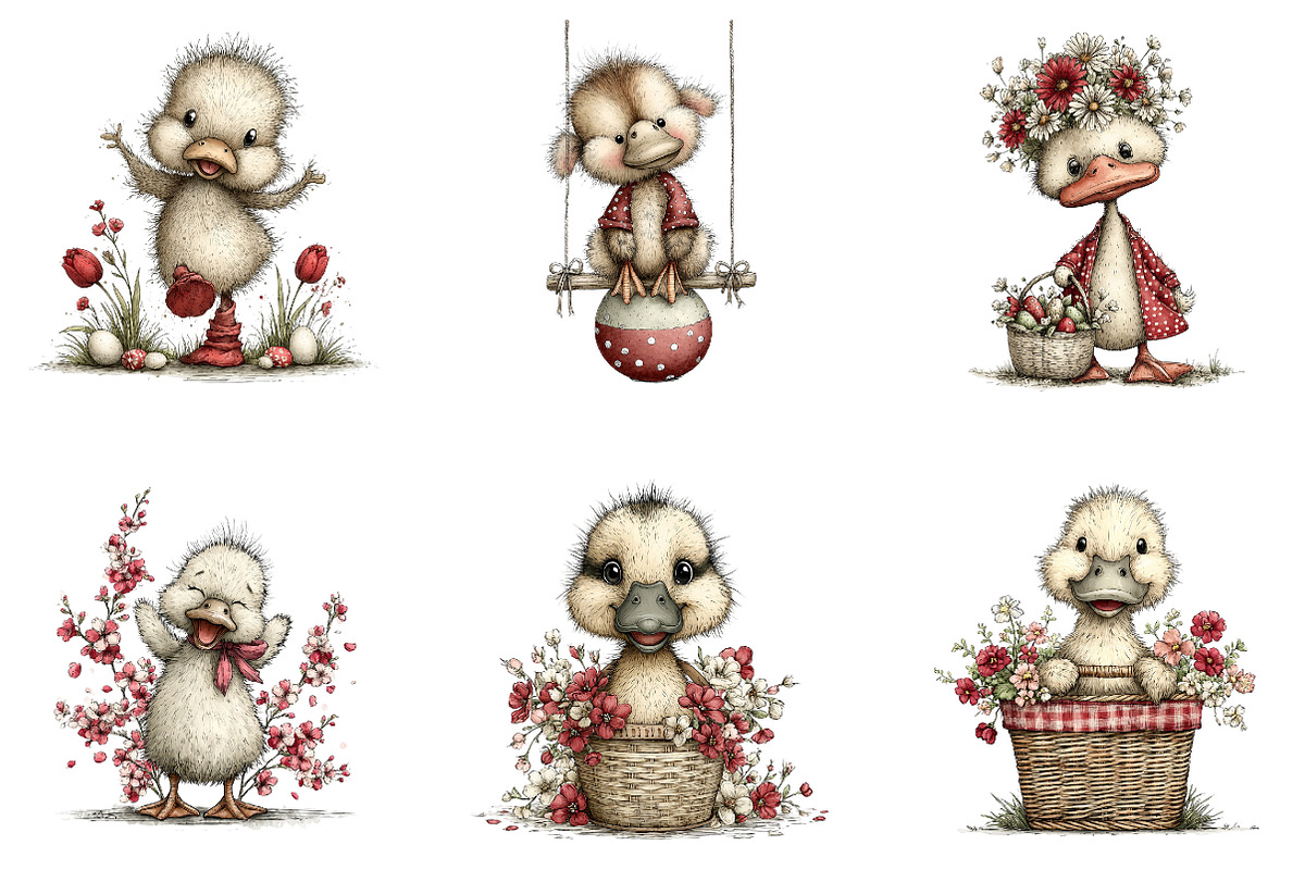 Cute Easter Ducks Clipart, an Illustration by CreationArt (Photo 4 of 7)