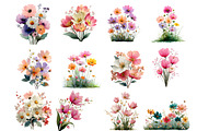 Whimsical Flowers Spring Clipart, an Illustration by DreamArtGraphic (Thumbnail 2 of 4)