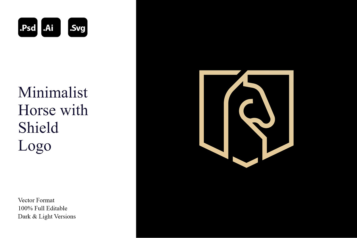 Minimalist Horse with Shield Logo, a Branding & Logo Template by Luxury Logos (Photo 1 of 4)