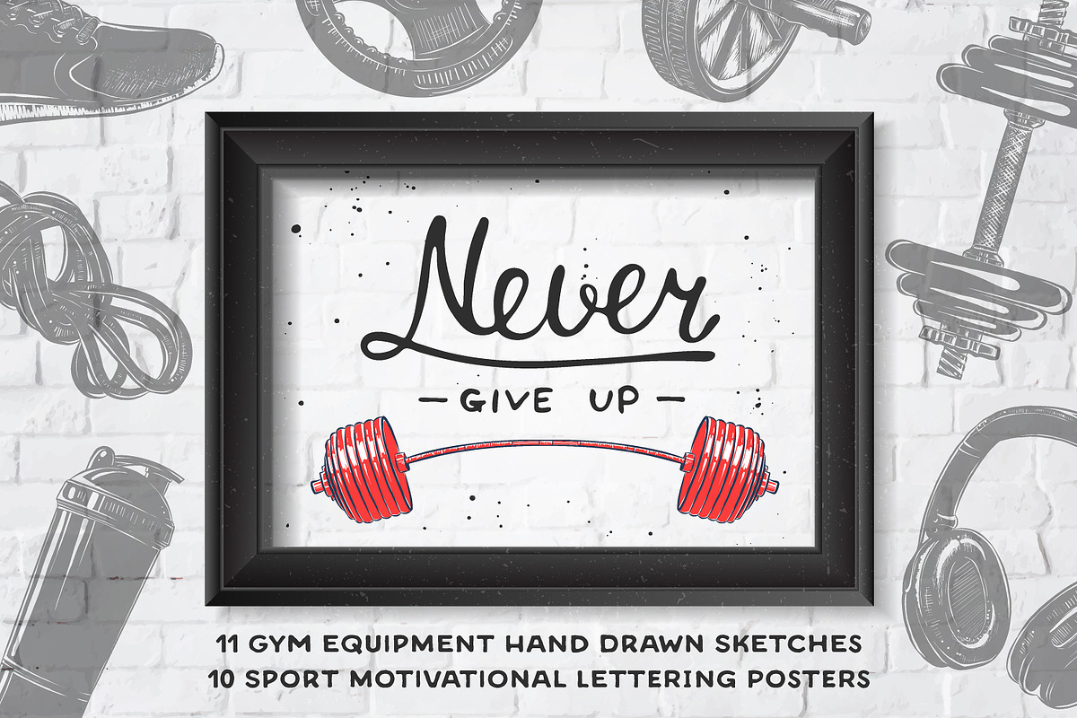 Gym equipment sketches and posters, a Decorative Illustration by Akimo Mia (Photo 1 of 9)