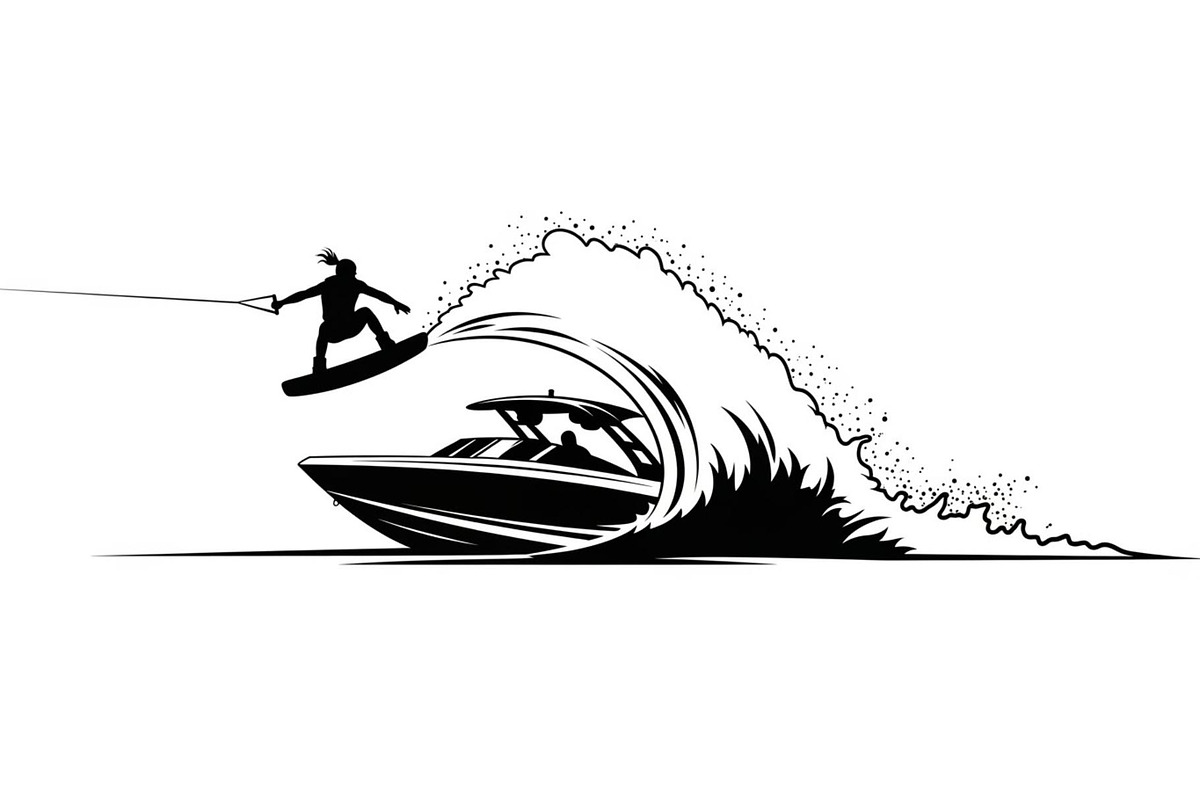 Water Ski Silhouette Vector Bundle, an Illustration by Designs_River (Photo 51 of 51)