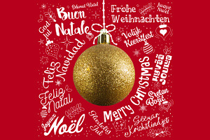 Merry christmas from world featuring calligraphic, calligraphy, and card