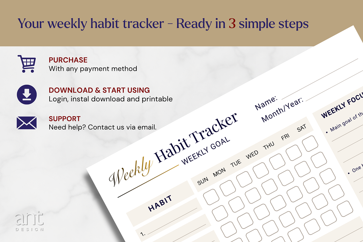 Weekly Habit Tracker Printable, a Stationery Template by AntDesignStudio (Photo 6 of 6)