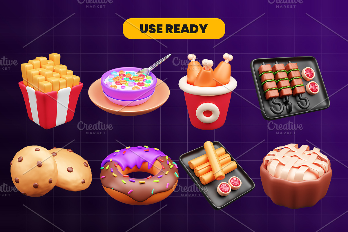 Food and Beverage 3d Icon Pack, an Object 3D Model by Ui Stock (Photo 3 of 6)
