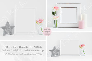 Floral Frame Mockups Mini Bundle, a Print Template by Plums Pixel Love