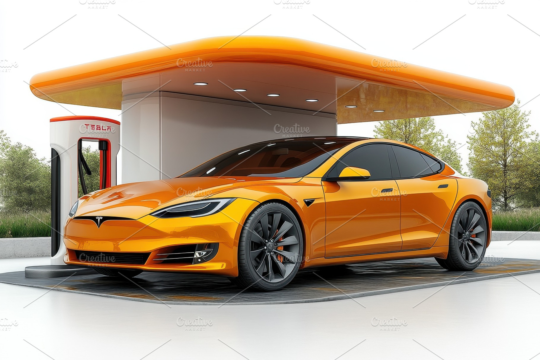 Electric vehicle charging station wi, a Photo by Tanuart