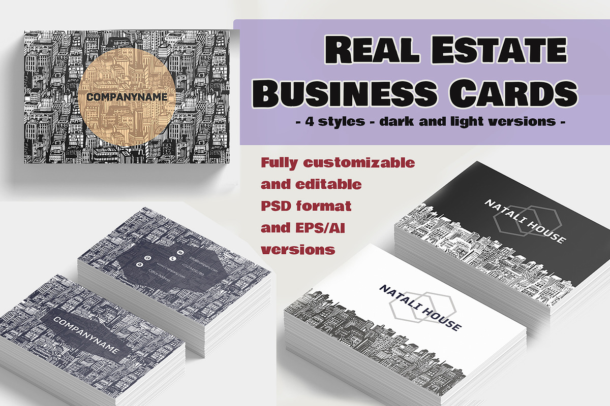 Real Estate Business Cards, a Business Card Template by IRSYART (Photo 1 of 6)