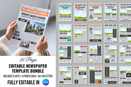 20 Newspaper template bundle, a Magazine Template by ZoloDesignHub