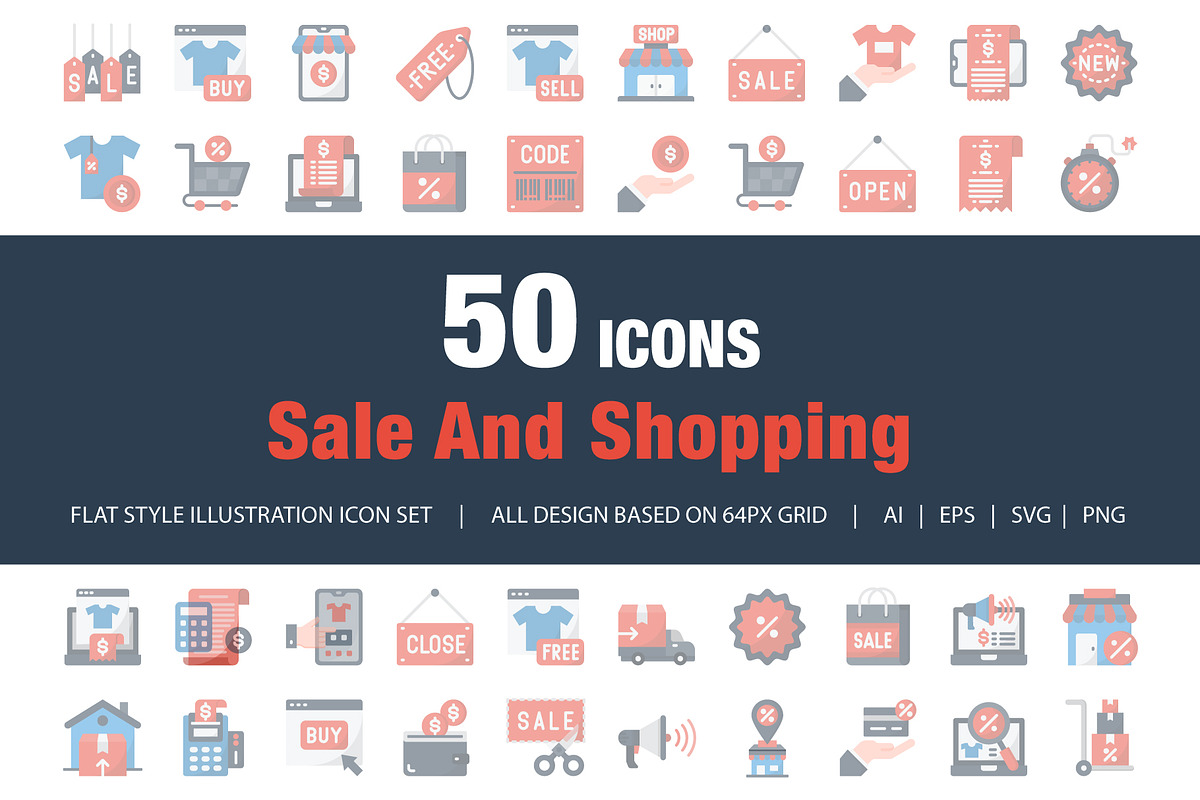 Sale And Shopping Flat Style Icon, an Outline Icon by sripfoto (Photo 1 of 2)