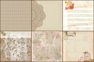 Vintage Beige & Lace Digital Papers