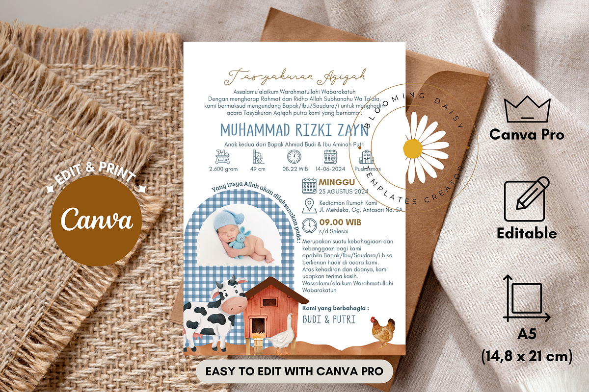 Farm Animals Baby Shower Canva, an Invitation Template by Blooming Daisy (Photo 1 of 4)
